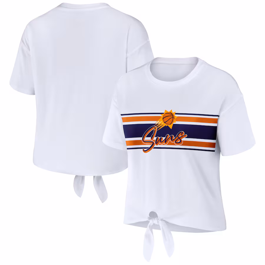 Women's Phoenix Suns  WEAR by Erin Andrews White Tie-Front T-Shirt - Puhuasuan