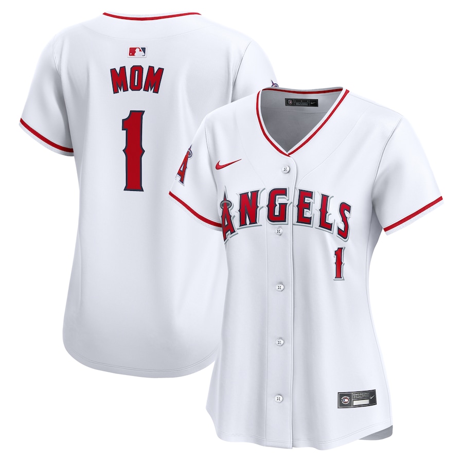 Women's Los Angeles Angels Nike White #1 Mom Home Limited Jersey - Puhuasuan
