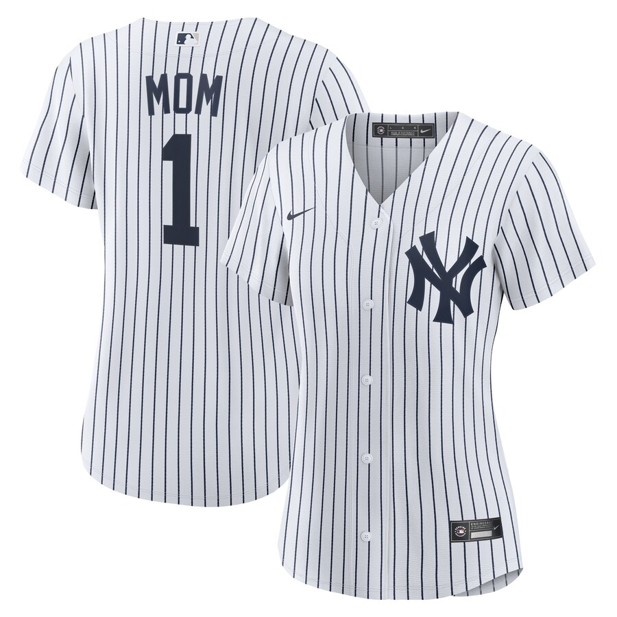Women's New York Yankees Nike White #1 Mom Home Replica Jersey - Puhuasuan