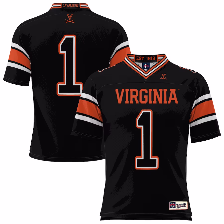 #1 Virginia Cavaliers GameDay Greats Endzone Football Jersey - Black - Puhuasuan