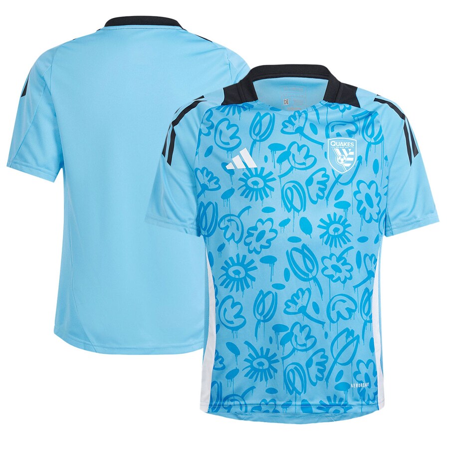 Youth San Jose Earthquakes adidas Blue 2024 One Planet Pre-Match Top - Puhuasuan