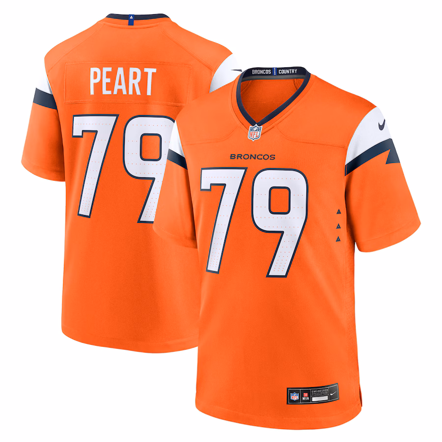 Men's Denver Broncos Matt Peart Nike Orange Team Game Jersey - Puhuasuan