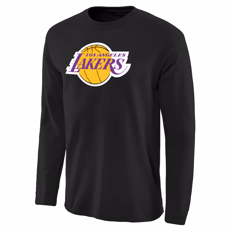 Men's Los Angeles Lakers Black Primary Logo II Long Sleeve T-Shirt - Puhuasuan