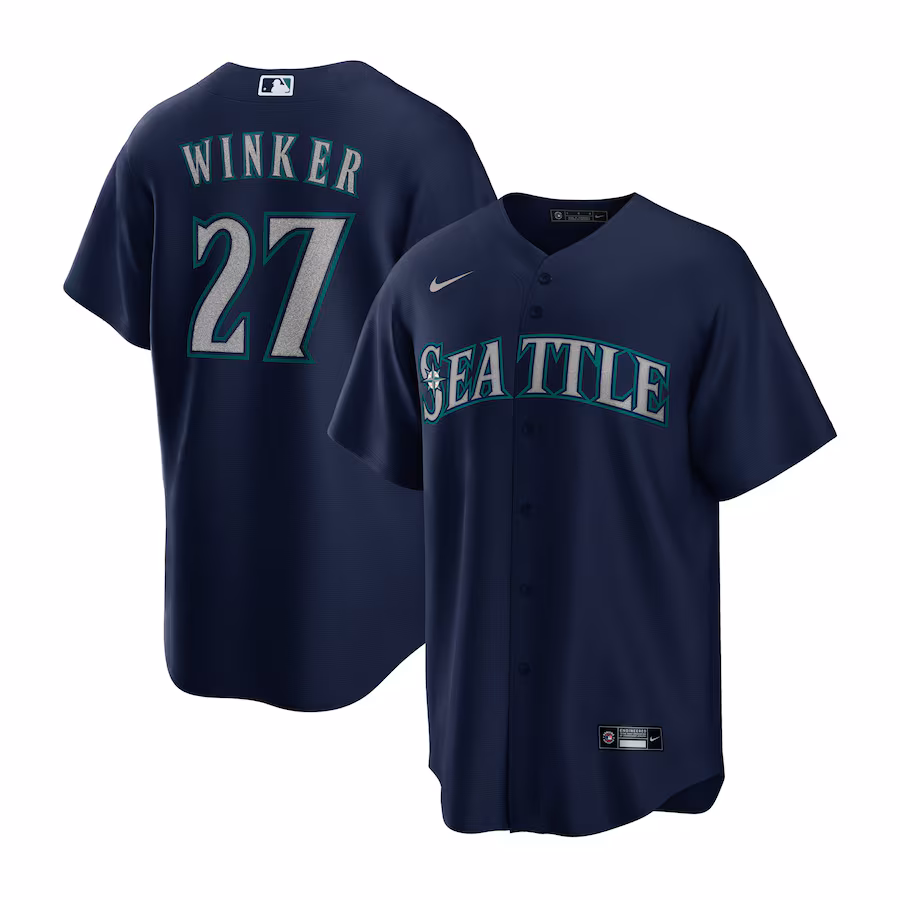 Men's Seattle Mariners Jesse Winker Nike Navy Alternate Replica Player Jersey - Puhuasuan