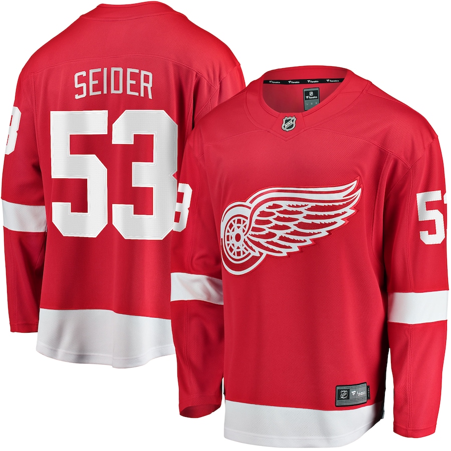 Men's Detroit Red Wings Moritz Seider Fanatics Red Home Breakaway Player Jersey - Puhuasuan