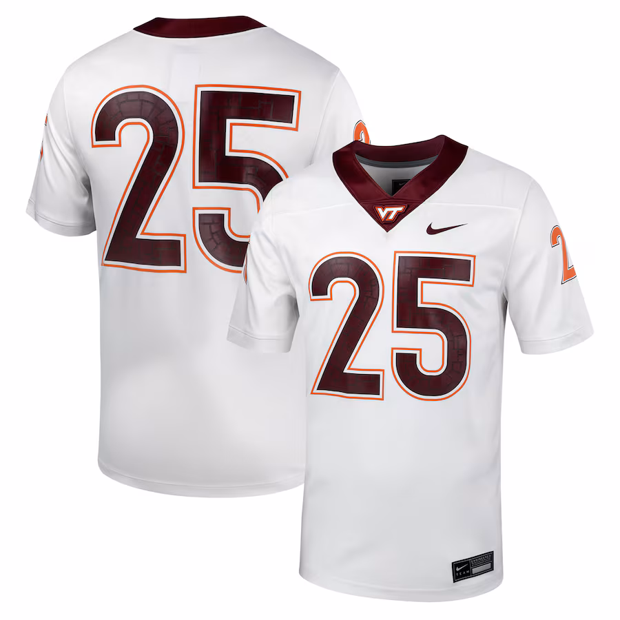 Men's Nike #25 White Virginia Tech Hokies Untouchable Football Jersey - Puhuasuan