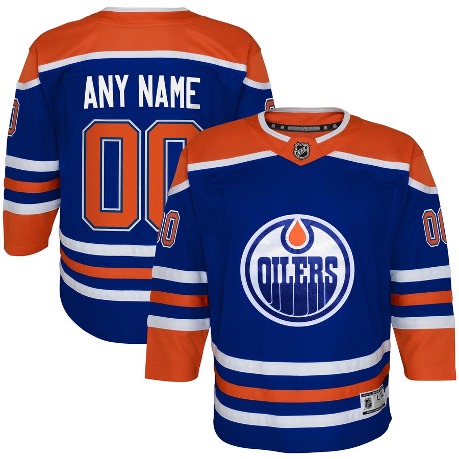 Youth Edmonton Oilers  Royal Home Replica Custom Jersey - Puhuasuan