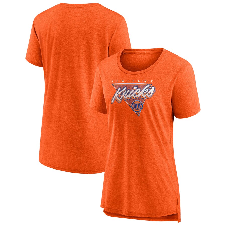 Women's New York Knicks Fanatics Heathered Orange True Classics Tri-Blend T-Shirt - Puhuasuan