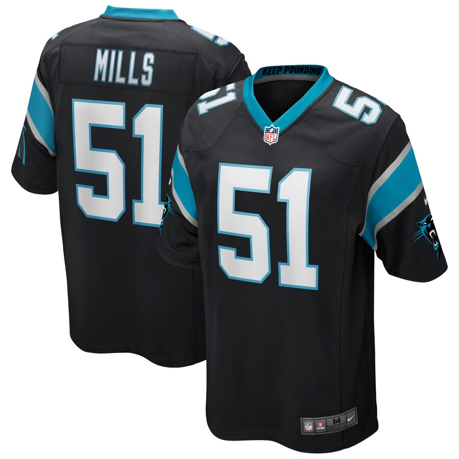 Men's Carolina Panthers Sam Mills Nike Black Game Retired Player Jersey - Puhuasuan