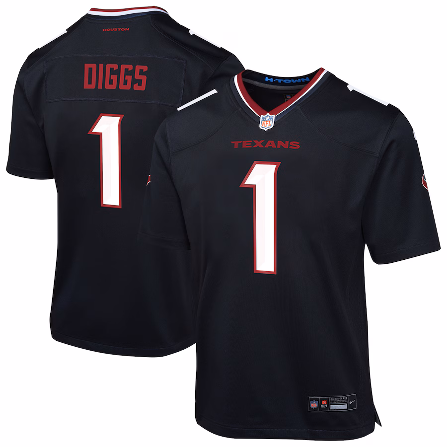 Youth Houston Texans Stefon Diggs Nike Navy Team Player Game Jersey - Puhuasuan