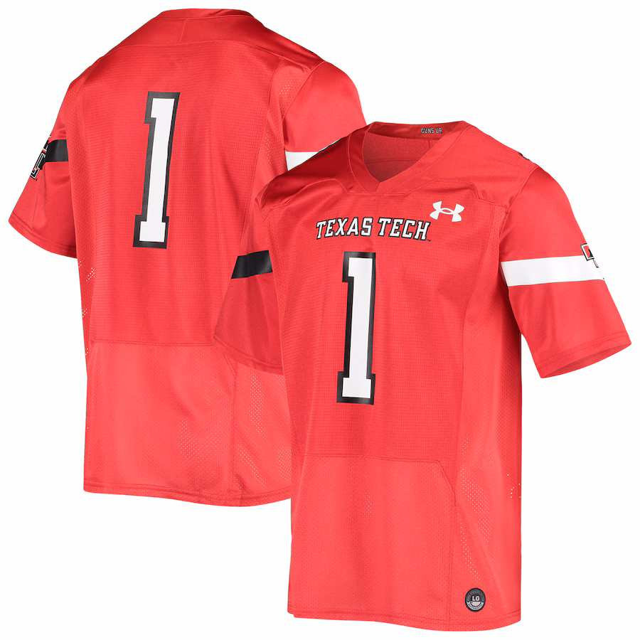 Men's Under Armour #1 Red Texas Tech Red Raiders Logo Replica Football Jersey - Puhuasuan