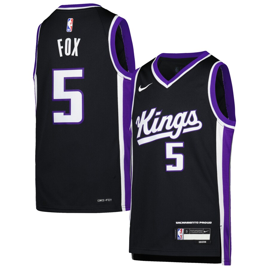 Youth Sacramento Kings De'Aaron Fox Nike Purple Swingman Jersey - Icon Edition - Puhuasuan