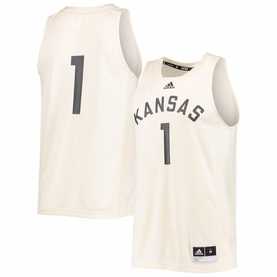 #1 Kansas Jayhawks adidas Reverse Retro Jersey - Cream - Puhuasuan