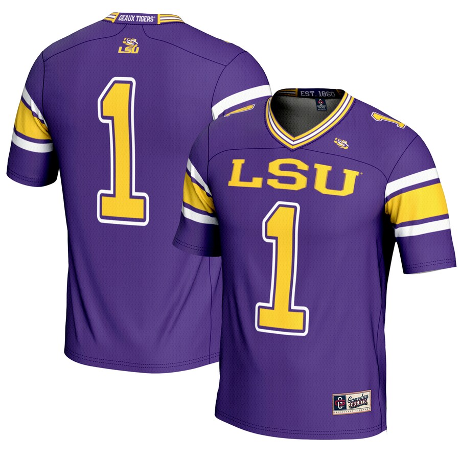 #1 LSU Tigers GameDay Greats Endzone Football Jersey - Purple - Puhuasuan
