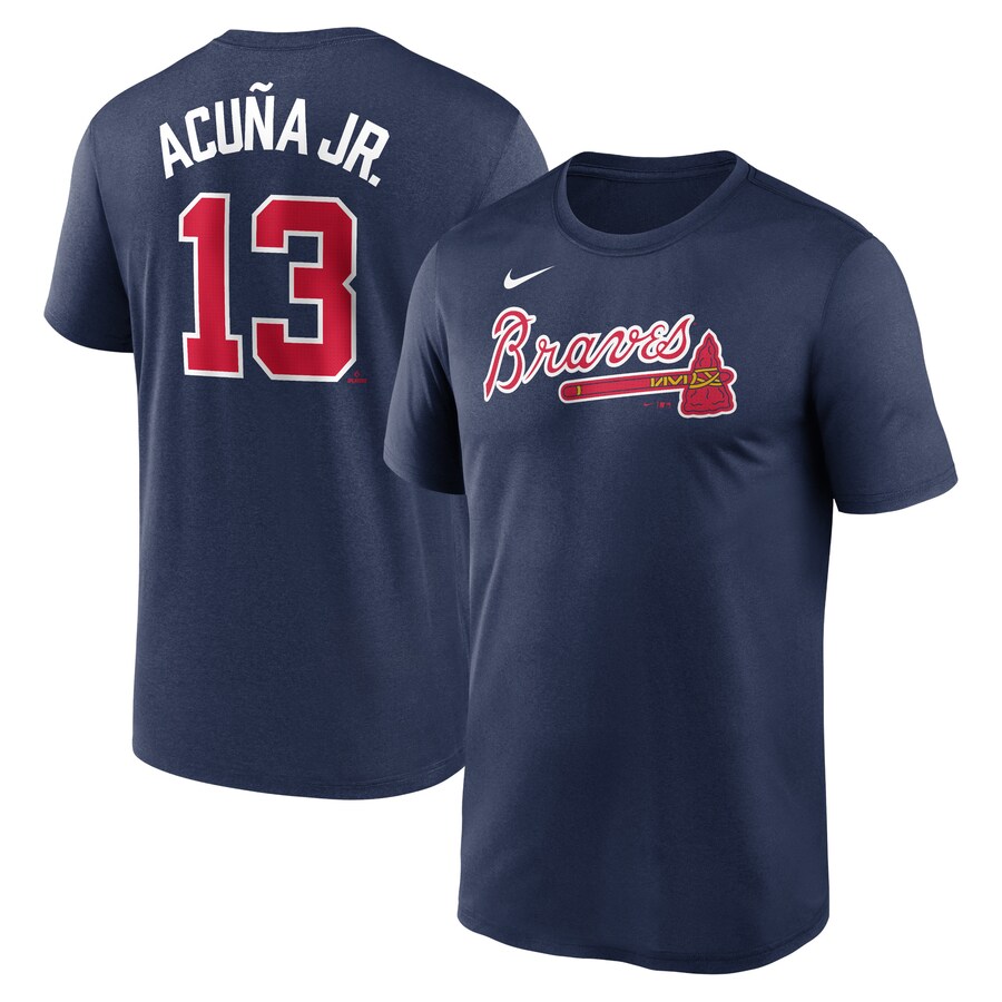 Men's Atlanta Braves Ronald Acuña Jr. Nike Navy Legend Name and Number Home T-Shirt - Puhuasuan
