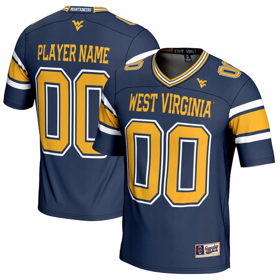 West Virginia Mountaineers GameDay Greats Youth NIL Pick-A-Player Football Jersey - Navy - Puhuasuan