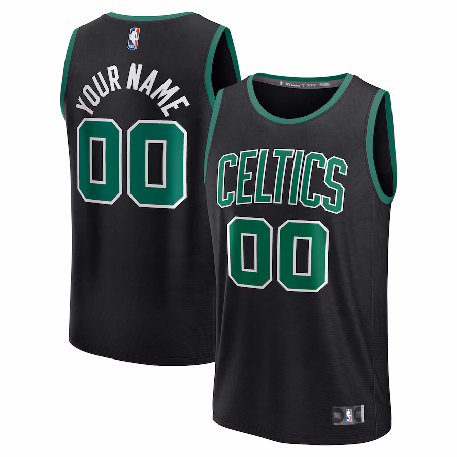 Youth Boston Celtics Fanatics Black Fast Break Custom Jersey - Statement Edition - Puhuasuan