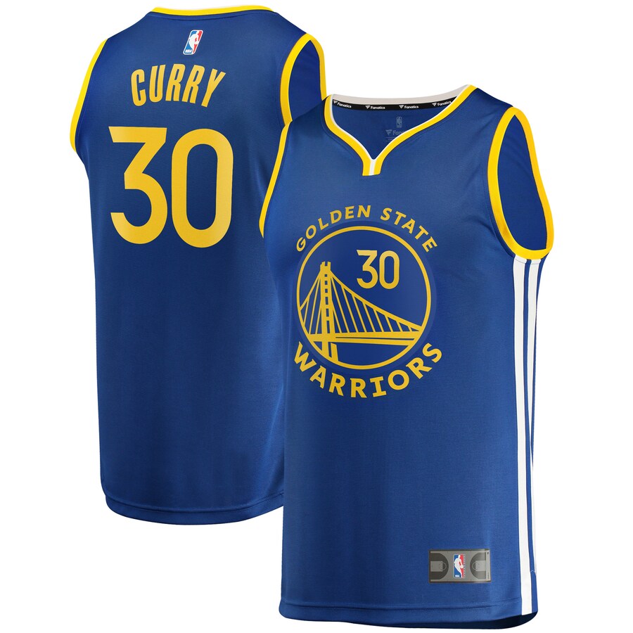 Men's Golden State Warriors Stephen Curry Fanatics Blue Fast Break Replica Jersey - Icon Edition - Puhuasuan