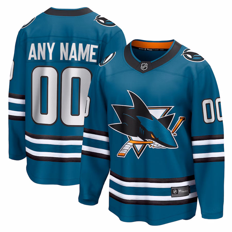 Men's San Jose Sharks Fanatics Teal Home Breakaway Custom Jersey - Puhuasuan