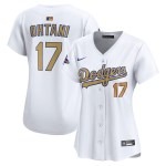 Women's Los Angeles Dodgers Shohei Ohtani Nike White 2025 Gold Collection Limited Jersey - Puhuasuan