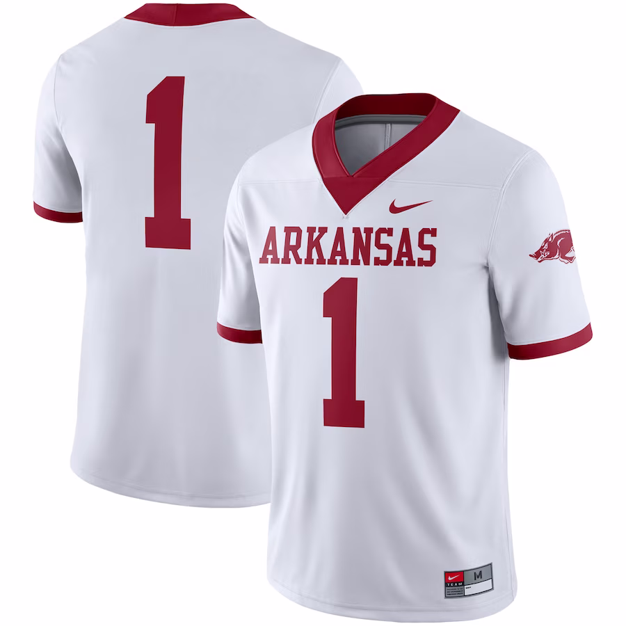 #1 Arkansas Razorbacks Nike Alternate Game Jersey - White - Puhuasuan