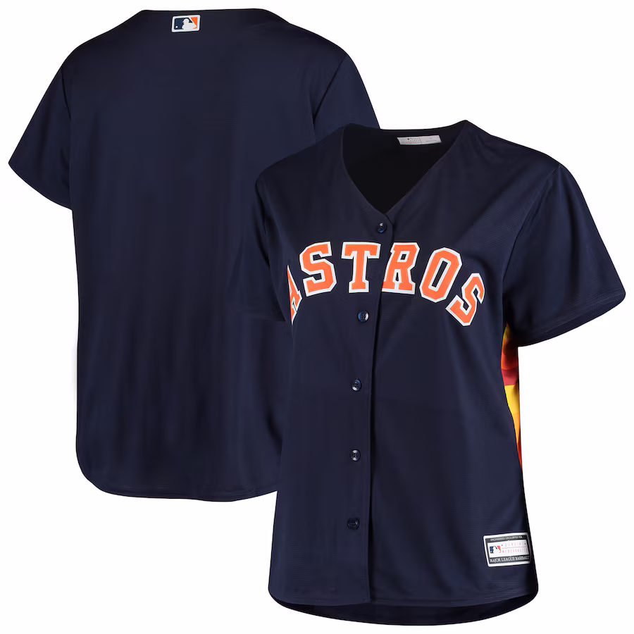 Women's Houston Astros Navy Plus Size Sanitized Replica Team Jersey - Puhuasuan