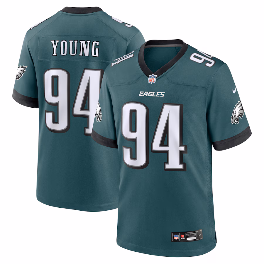 Men's Philadelphia Eagles Byron Young Nike Midnight Green Team Game Jersey - Puhuasuan