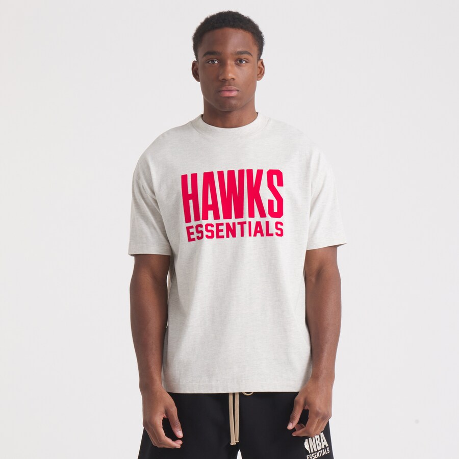 Unisex Atlanta Hawks Fear of God Heather Gray NBA x ESSENTIALS T-Shirt - Puhuasuan