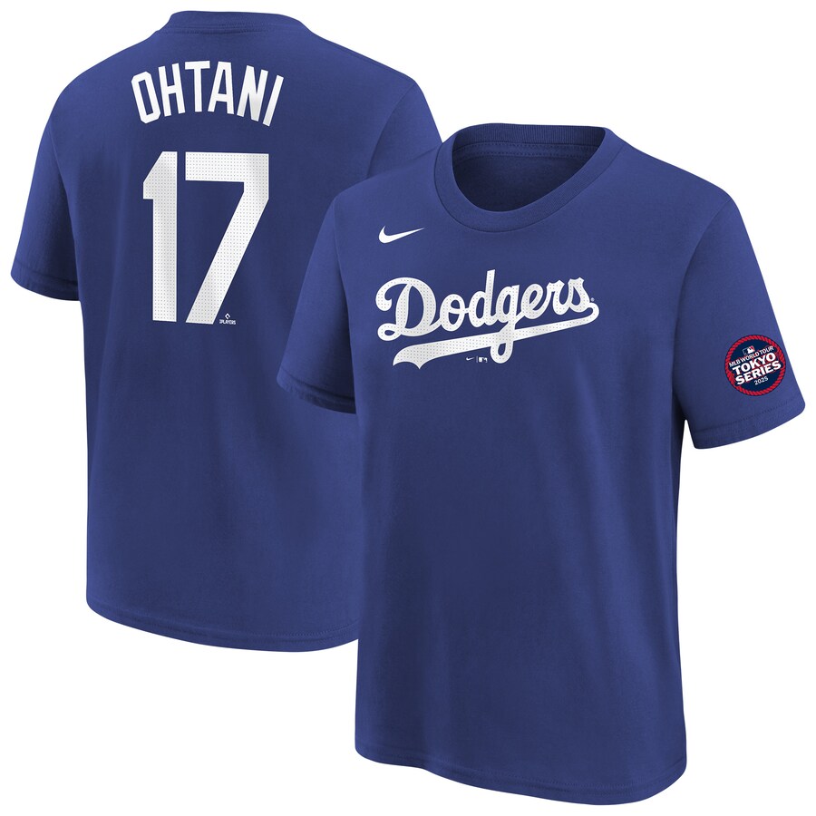 Youth Los Angeles Dodgers Shohei Ohtani Nike Royal 2025 MLB World Tour: Tokyo Series Name & Number T-Shirt - Puhuasuan