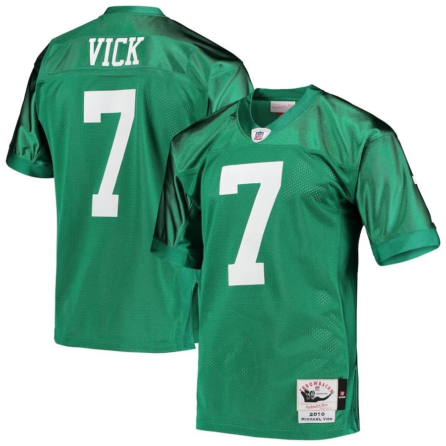 Men's Philadelphia Eagles 2010 Michael Vick Mitchell & Ness Kelly Green Authentic Throwback Retired Player Jersey - Puhuasuan
