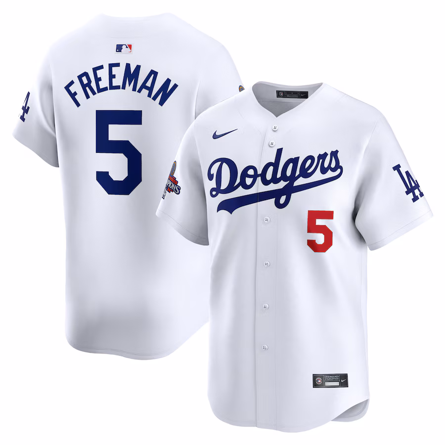 Men's Los Angeles Dodgers Freddie Freeman Nike White 2024 World Series Champions Home Limited Player Jersey - Puhuasuan