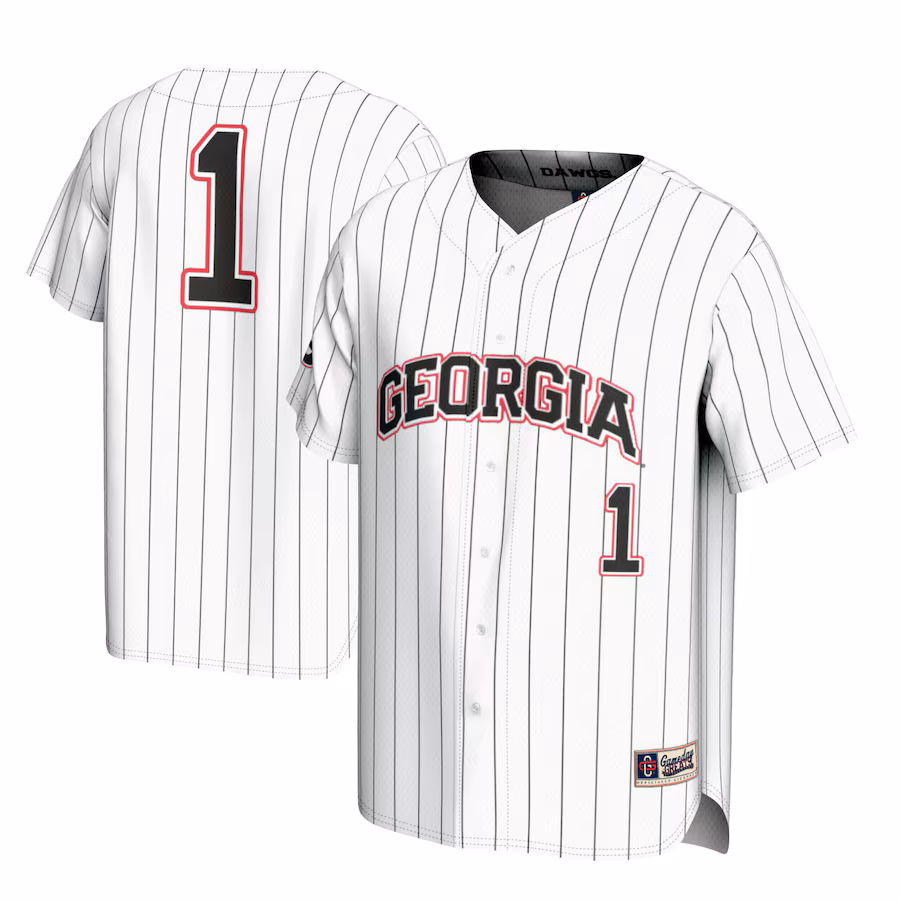 Men's GameDay Greats #1 White Georgia Bulldogs Lightweight Baseball Jersey - Puhuasuan