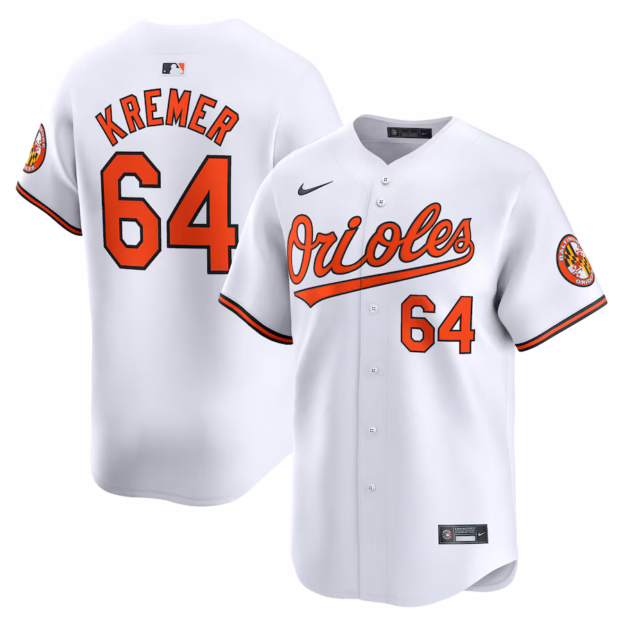 Men's Baltimore Orioles Dean Kremer Nike White Home Limited Player Jersey - Puhuasuan