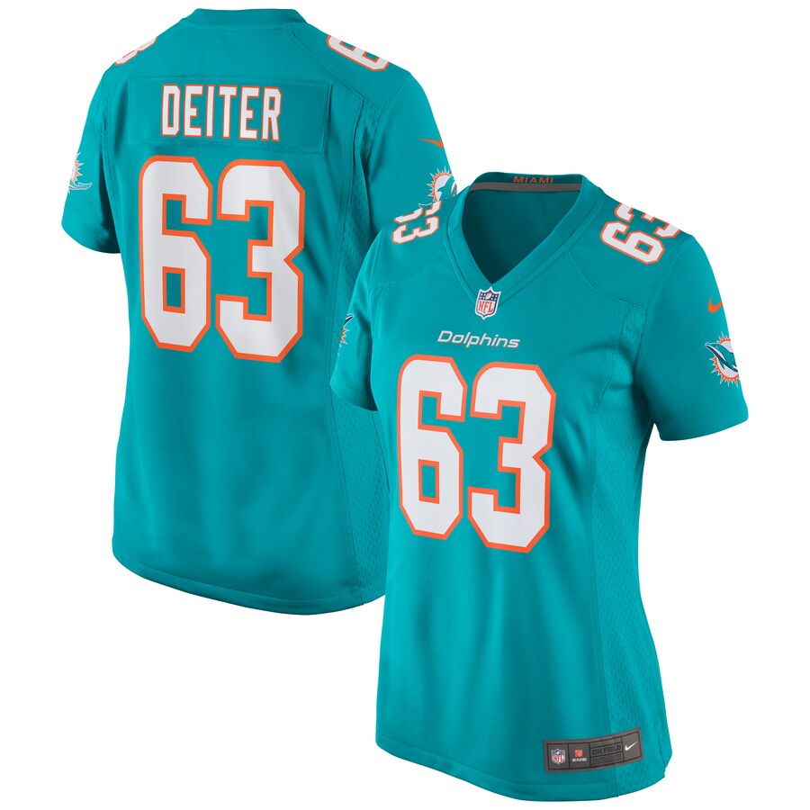 Women's Miami Dolphins Michael Deiter Nike Aqua Game Jersey - Puhuasuan