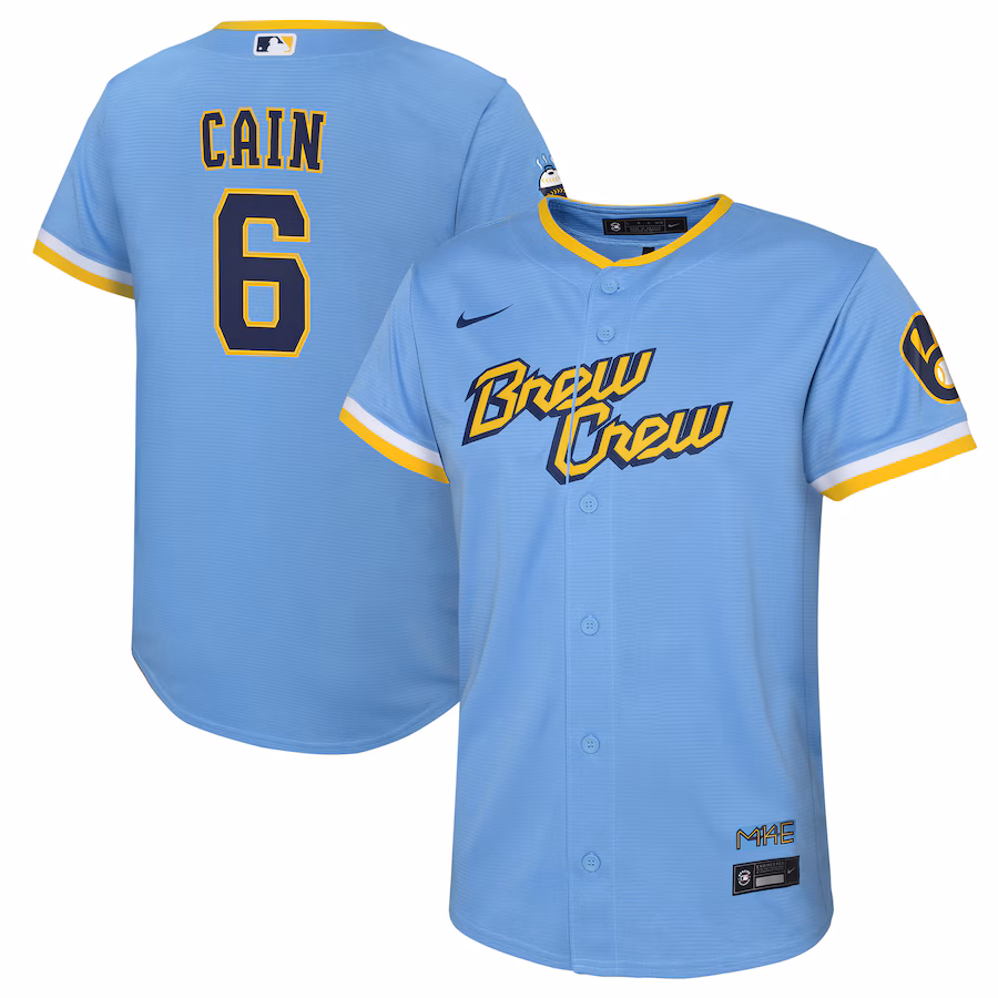Youth Milwaukee Brewers Lorenzo Cain Nike Powder Blue City Connect Replica Player Jersey - Puhuasuan