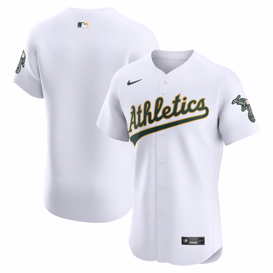 Men's Oakland Athletics Nike White Home Elite Jersey - Puhuasuan