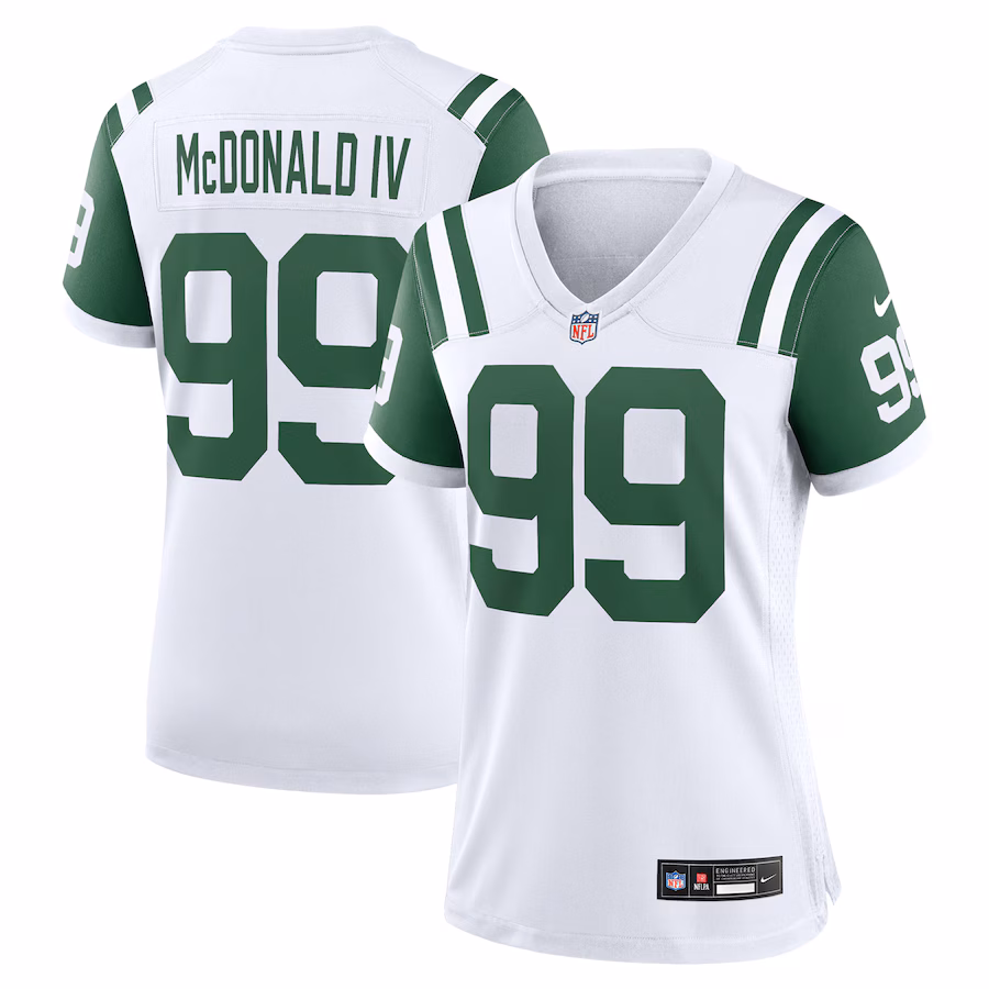 Women's New York Jets Will McDonald IV Nike White Classic Alternate Player Game Jersey - Puhuasuan