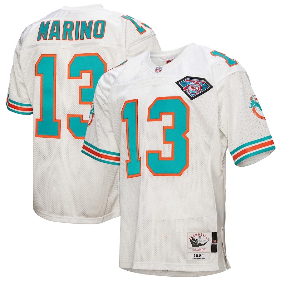 Men's Miami Dolphins 1994 Dan Marino Mitchell & Ness White Authentic Throwback Retired Player Jersey - Puhuasuan