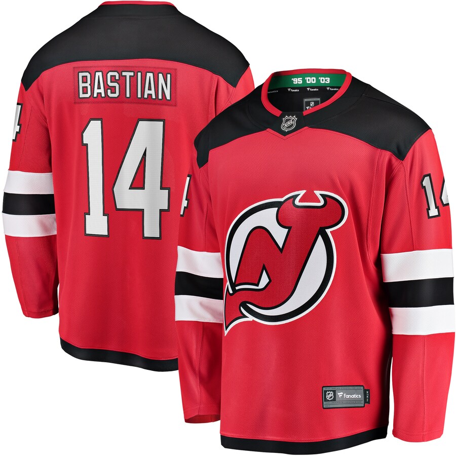 Men's New Jersey Devils Nathan Bastian Fanatics Branded Red Home Breakaway Player Jersey - Puhuasuan