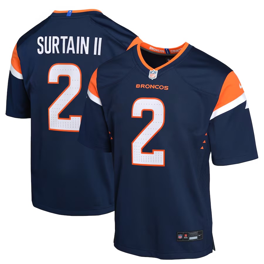 Youth Denver Broncos Patrick Surtain II Nike Navy Mile High Collection Game Jersey - Puhuasuan
