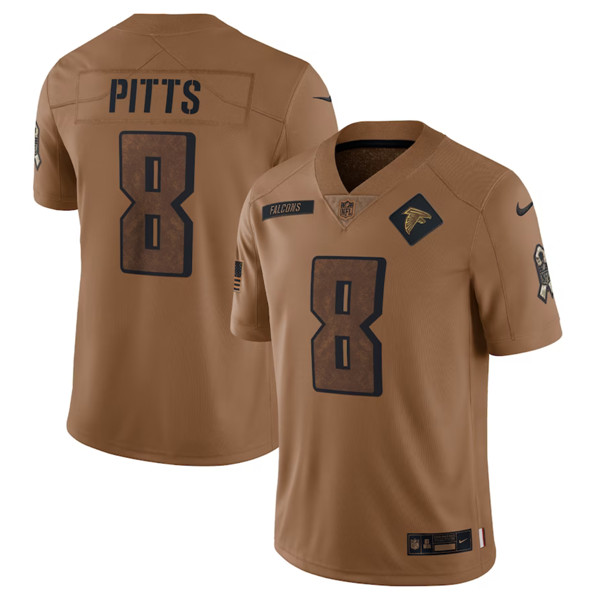Men's Atlanta Falcons #8 Kyle Pitts 2023 Brown Salute To Setvice Limited Football Stitched Jersey - Puhuasuan