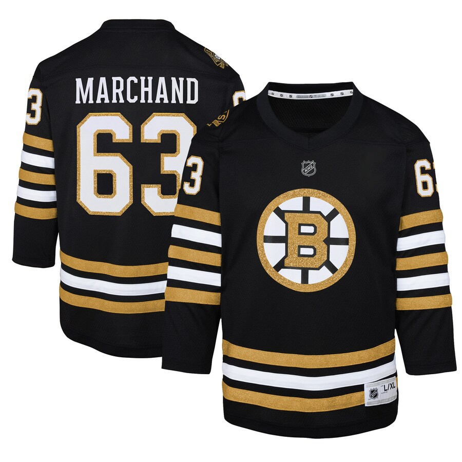 Youth Boston Bruins Brad Marchand Black 100th Anniversary Replica Player Jersey - Puhuasuan