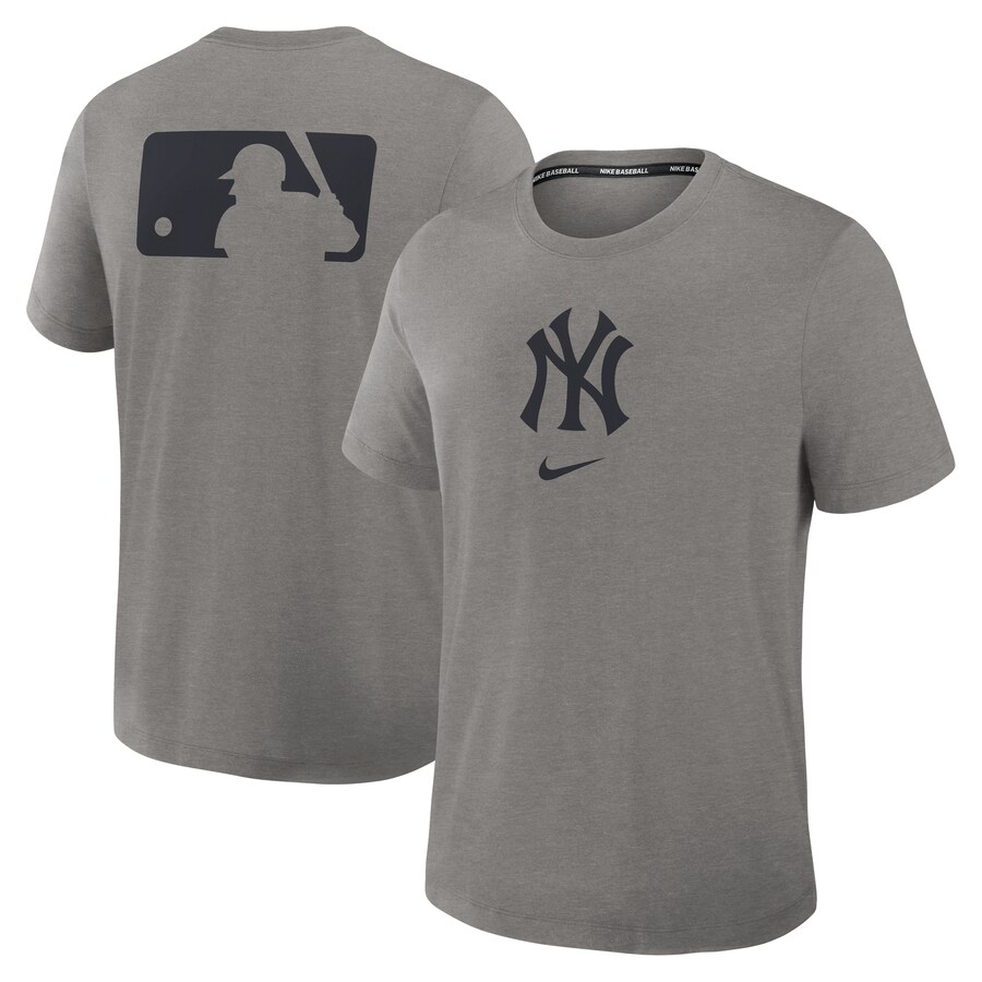 Men's New York Yankees Nike Heather Charcoal Authentic Collection Early Work Tri-Blend Performance T-Shirt - Puhuasuan