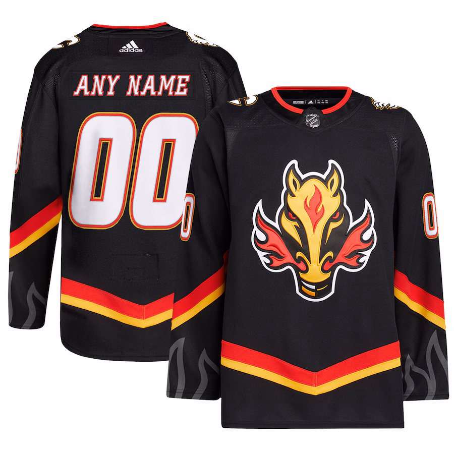 Men's Calgary Flames adidas Black Alternate Primegreen Authentic Custom Jersey - Puhuasuan