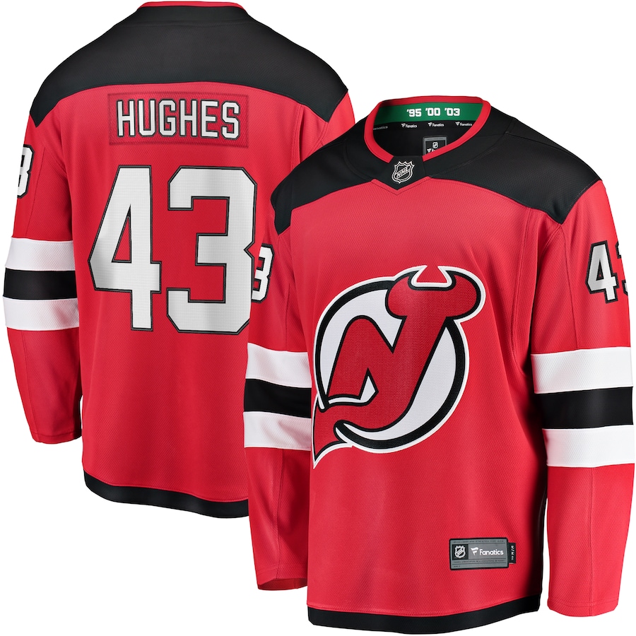 Men's New Jersey Devils Luke Hughes Fanatics Red Home Breakaway Player Jersey - Puhuasuan