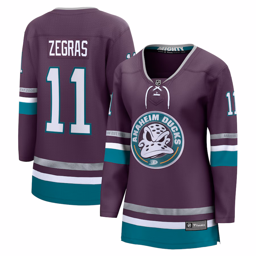 Women's Anaheim Ducks Trevor Zegras Fanatics Purple Alternate Premier Breakaway Player Jersey - Puhuasuan