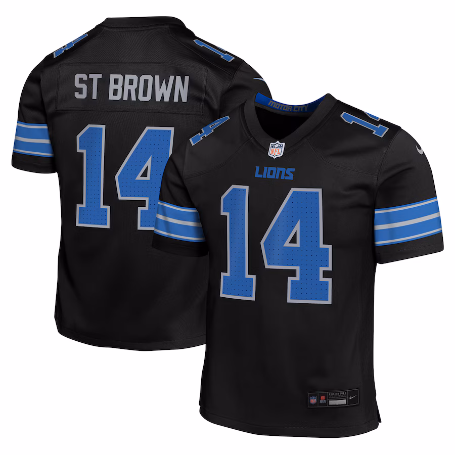 Youth Detroit Lions Amon-Ra St. Brown Nike Black Alternate Player Game Jersey - Puhuasuan
