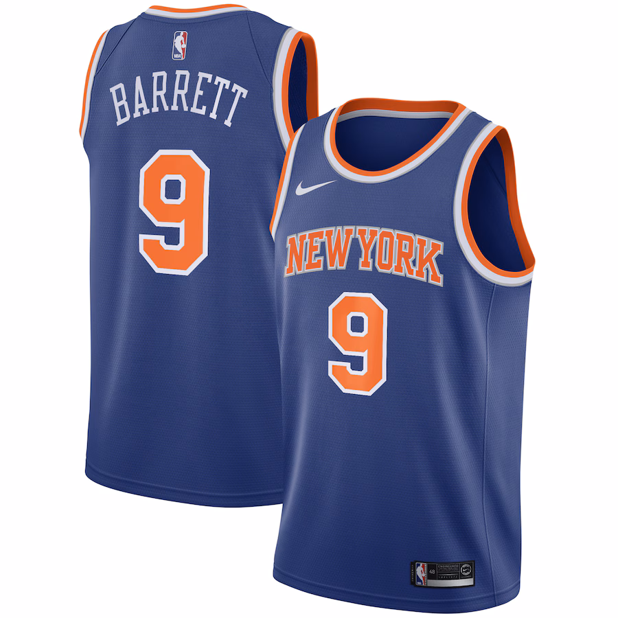Men's New York Knicks RJ Barrett Nike Blue Swingman Jersey - Icon Edition - Puhuasuan