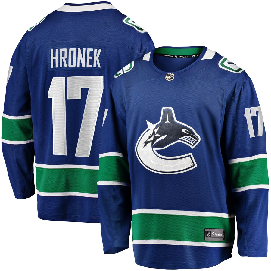 Men's Vancouver Canucks Filip Hronek Fanatics Branded Blue Home Breakaway Jersey - Puhuasuan