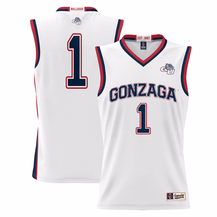 #1  Gonzaga Bulldogs GameDay Greats  Lightweight Basketball Jersey - White - Puhuasuan